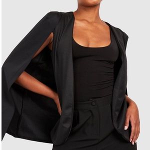 Tall Cape blazer - shiny scuba material